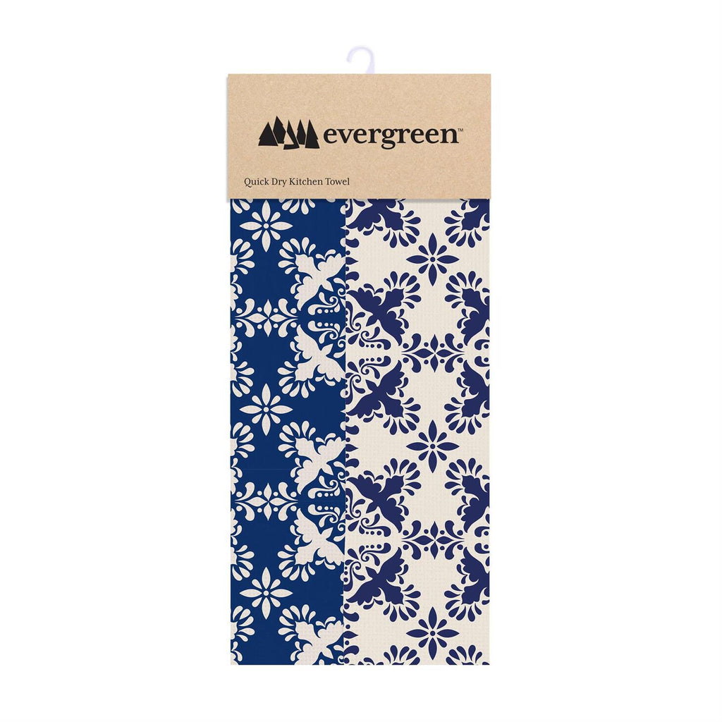 Blue Coastal Kitchen Towel, Quick Dry Waffle Weave