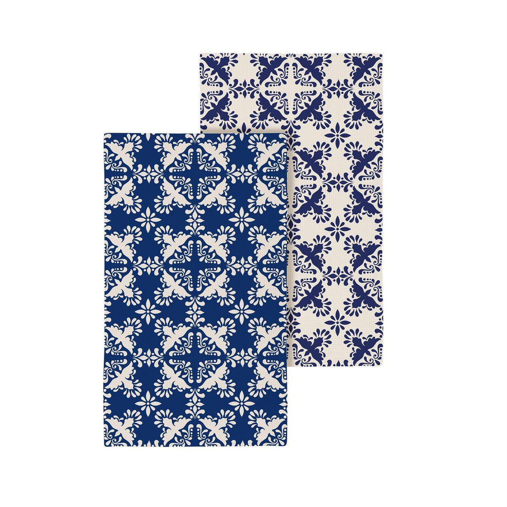Blue Coastal Kitchen Towel, Quick Dry Waffle Weave