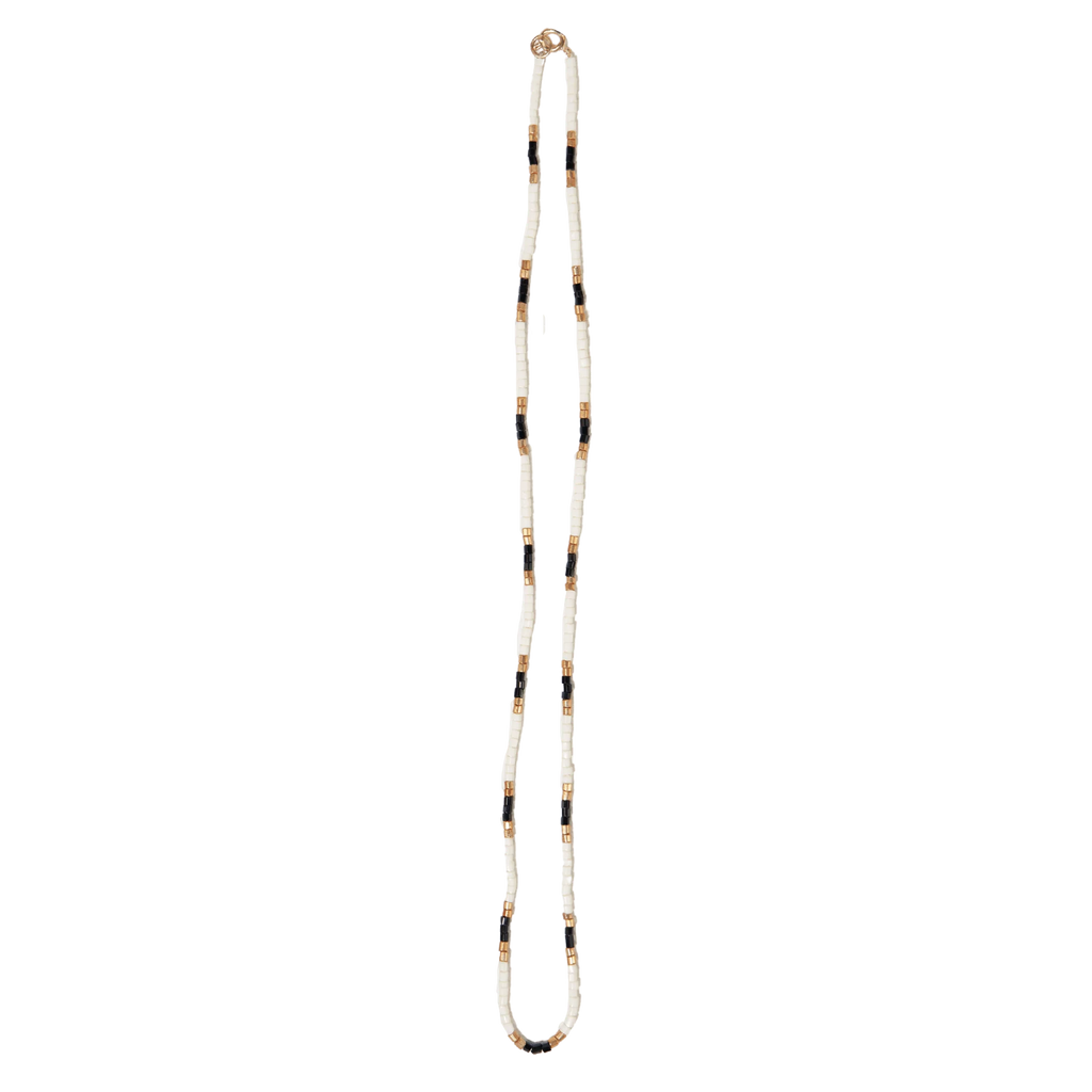 Ink + Alloy Everly Single Strand Black/White Luxe Bead Necklace