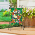Stain Glass Hummingbirds Burlap, Garden Applique Flag