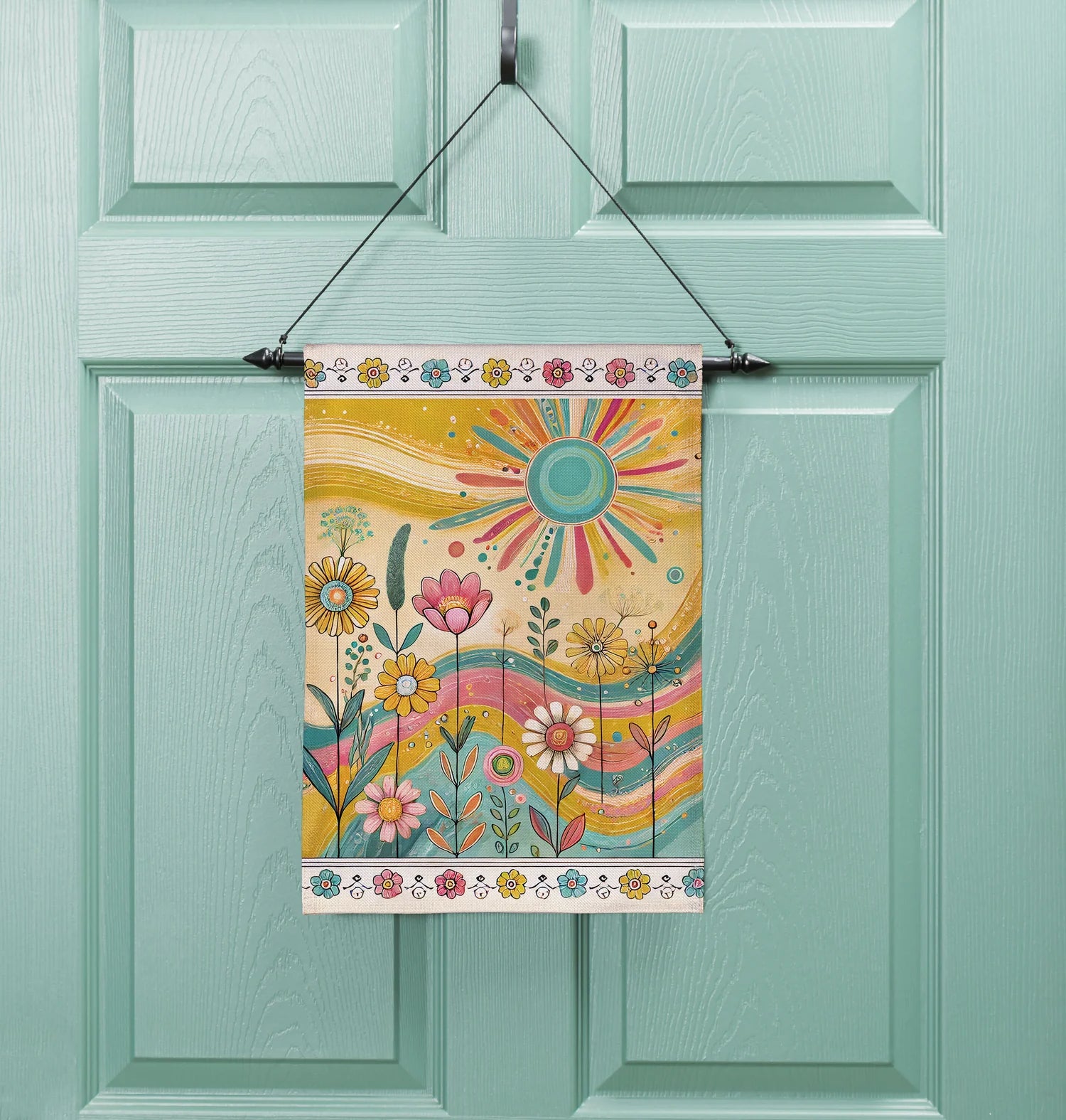 Sunny Field Burlap, Garden Applique Flag