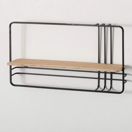 Metal Framed Wood Wall Shelf