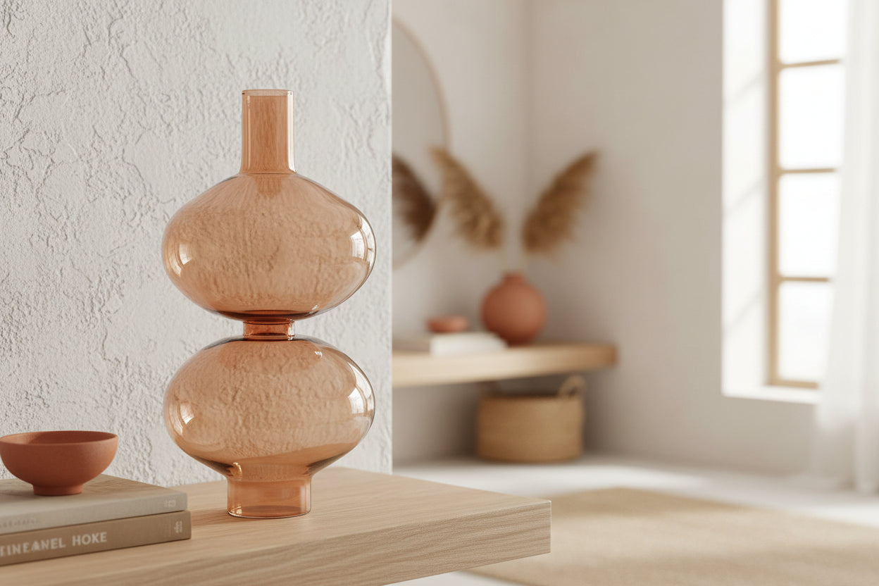 Glass Bubble Vase  - Brown (Two Sizes)