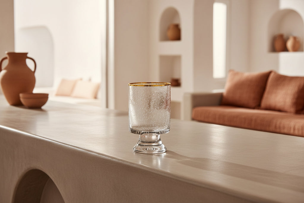 Grey w/Gold Rim Old Fashioned Glass