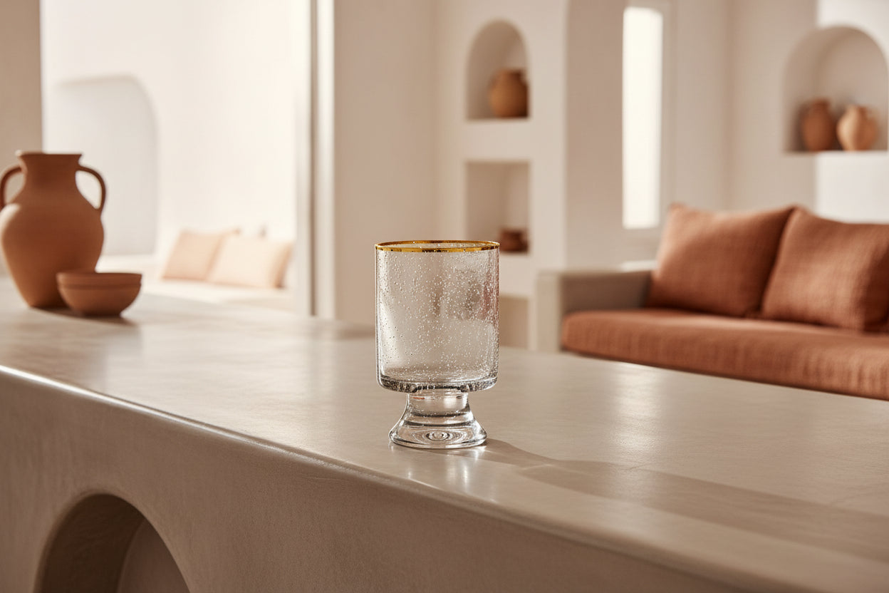 Grey w/Gold Rim Old Fashioned Glass