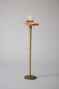 Antique Brass Cocktail Table With Acacia Wood Top