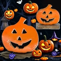 Orange Enamel Jack O Lanterns
