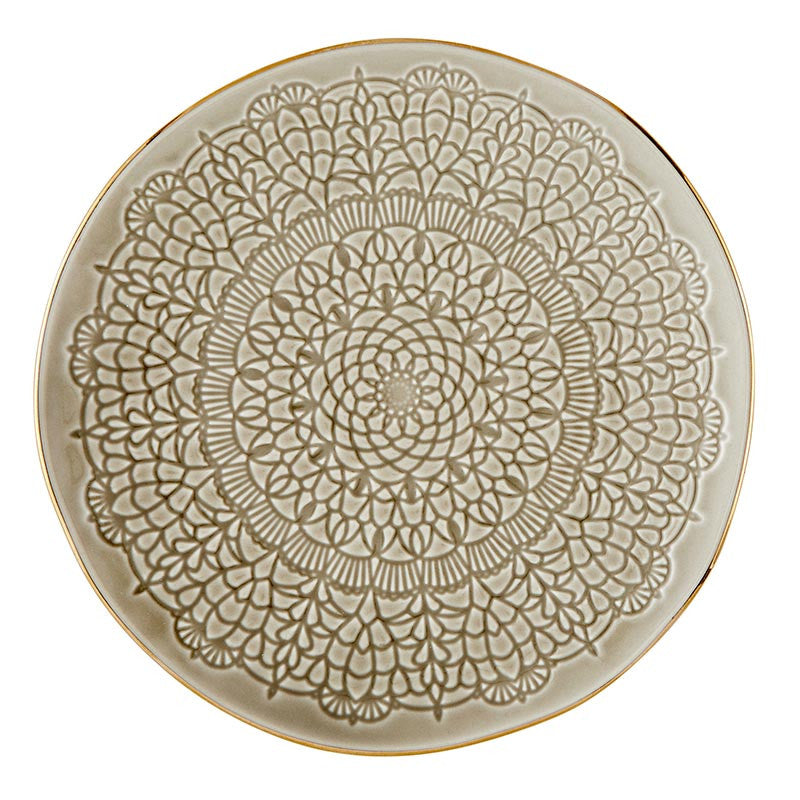 Gold rim Stamped  Appetizer Plate (4 colors)