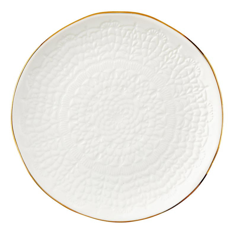 Gold rim Stamped  Appetizer Plate (4 colors)