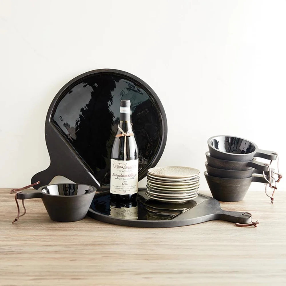 Black Enamel Wood Glazed Bowl w/HD