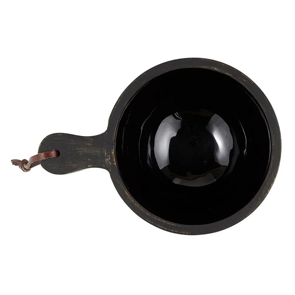 Black Enamel Wood Glazed Bowl w/HD