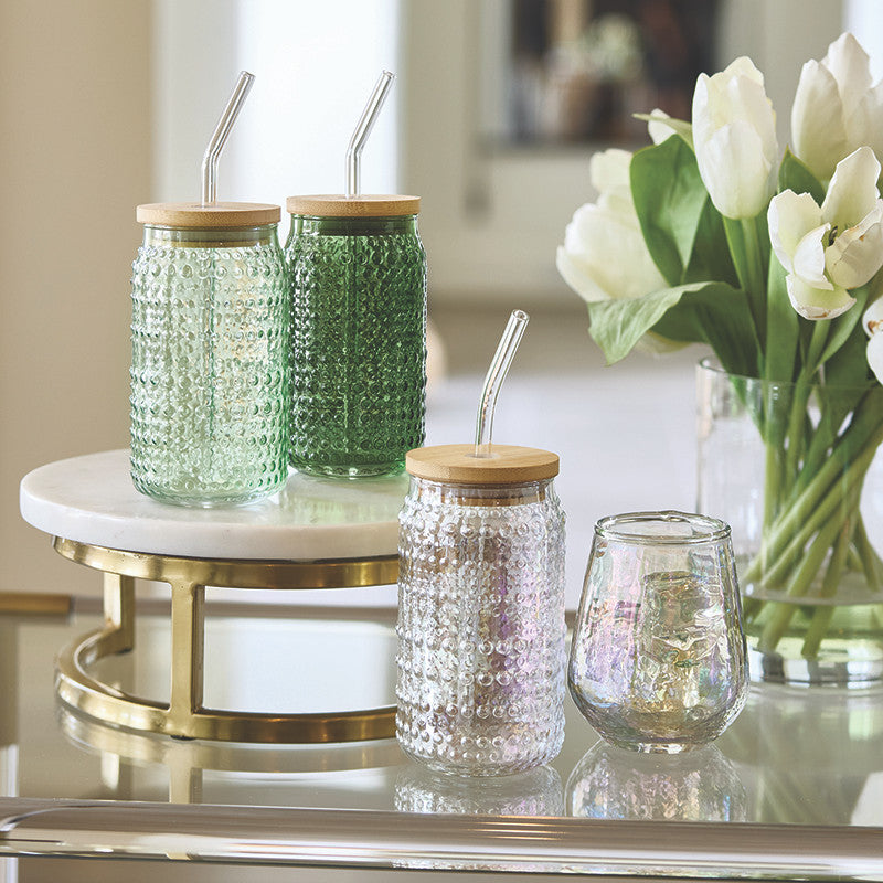 Glass Hobnail Tumbler Sage