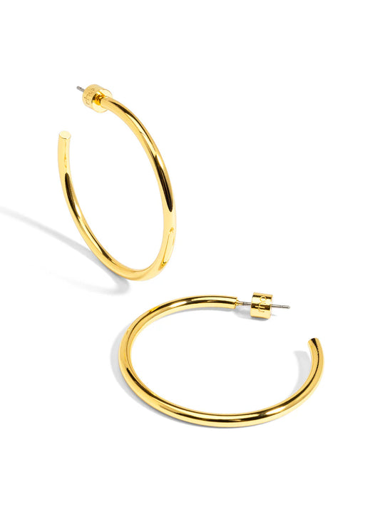 Rho Jewelry Medium Thin Hoop Earring - Gold or Silver