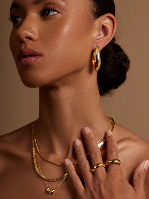 Rho Jewelry Mega Teardrop Hoop Earring - Gold or Silver