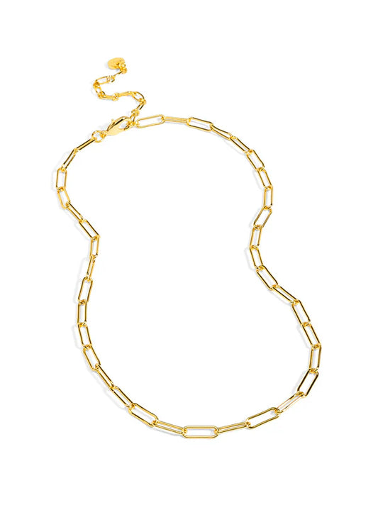 Rho Jewelry Paperclip Link  Necklace - Gold or Silver Color