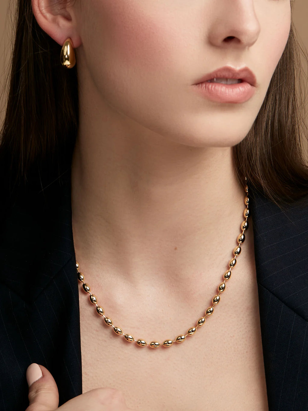 Rho Jewelry Beaded Collar Necklace - Silver or Gold Color