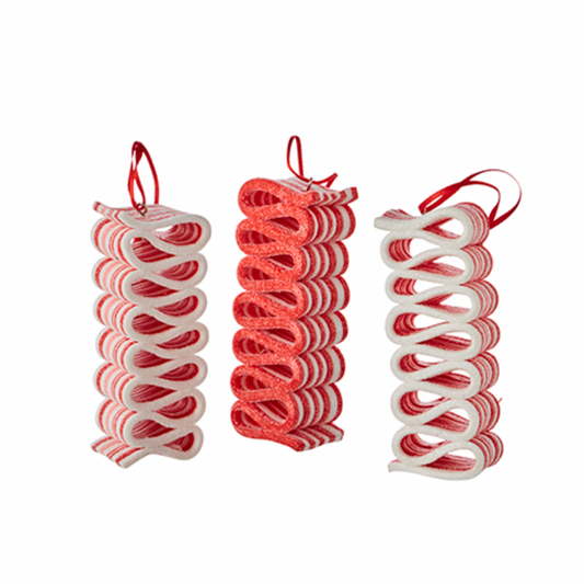 Red and White Ribbon Candy Ornaments