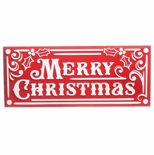 Merry Christmas Embossed Metal Sign