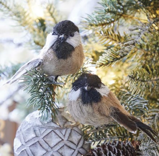 Chickadee Flocked & Feathered Bird Clip