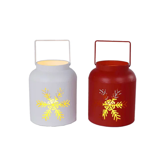 Milk Can Snowflake Lanterns