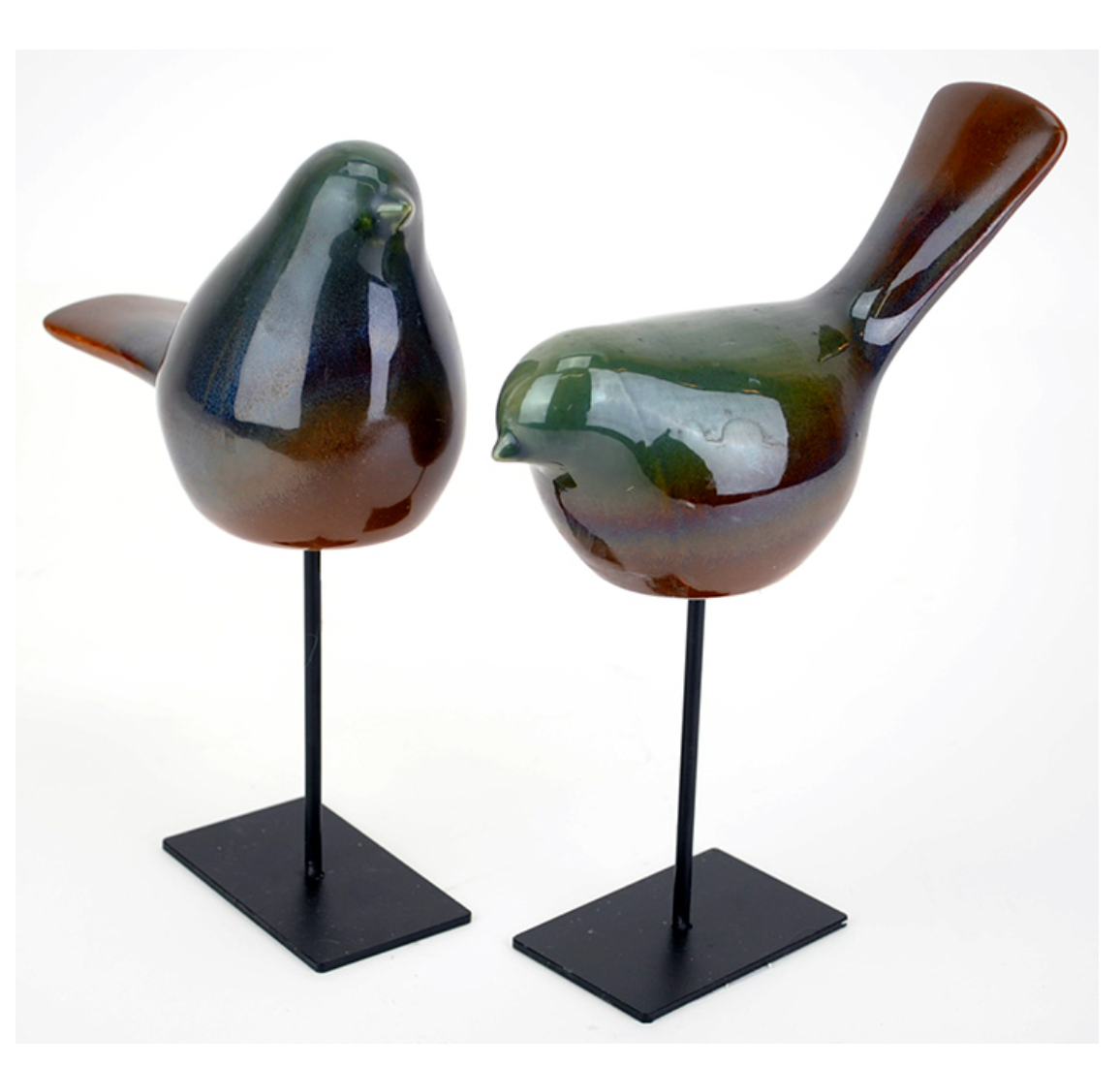 Stoneware Bird on Stand (2 styles)