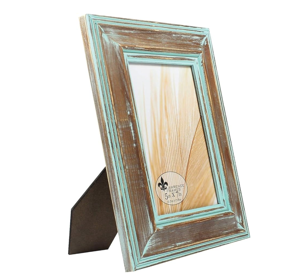 Lawrence Frame - Weathered Wood w/ Verdigris Wash 5 x 7