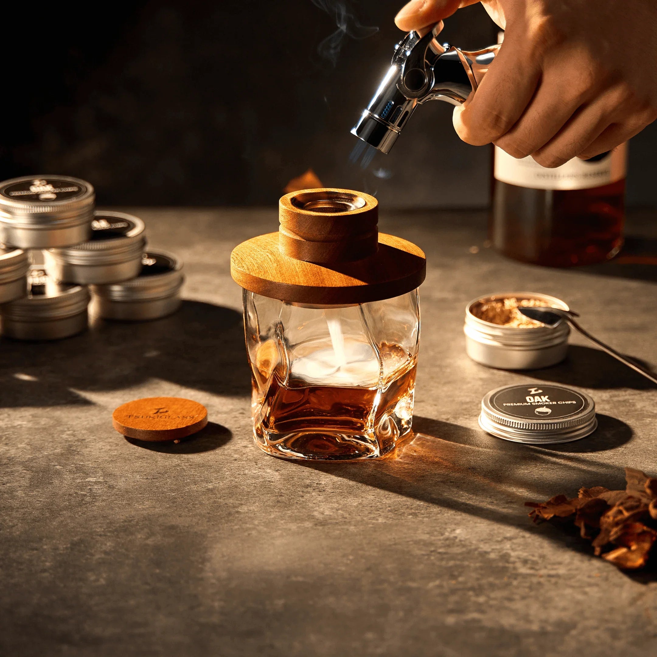 TsukiGlass - Smoker Kit For Whisky & Cocktails (With Torch)