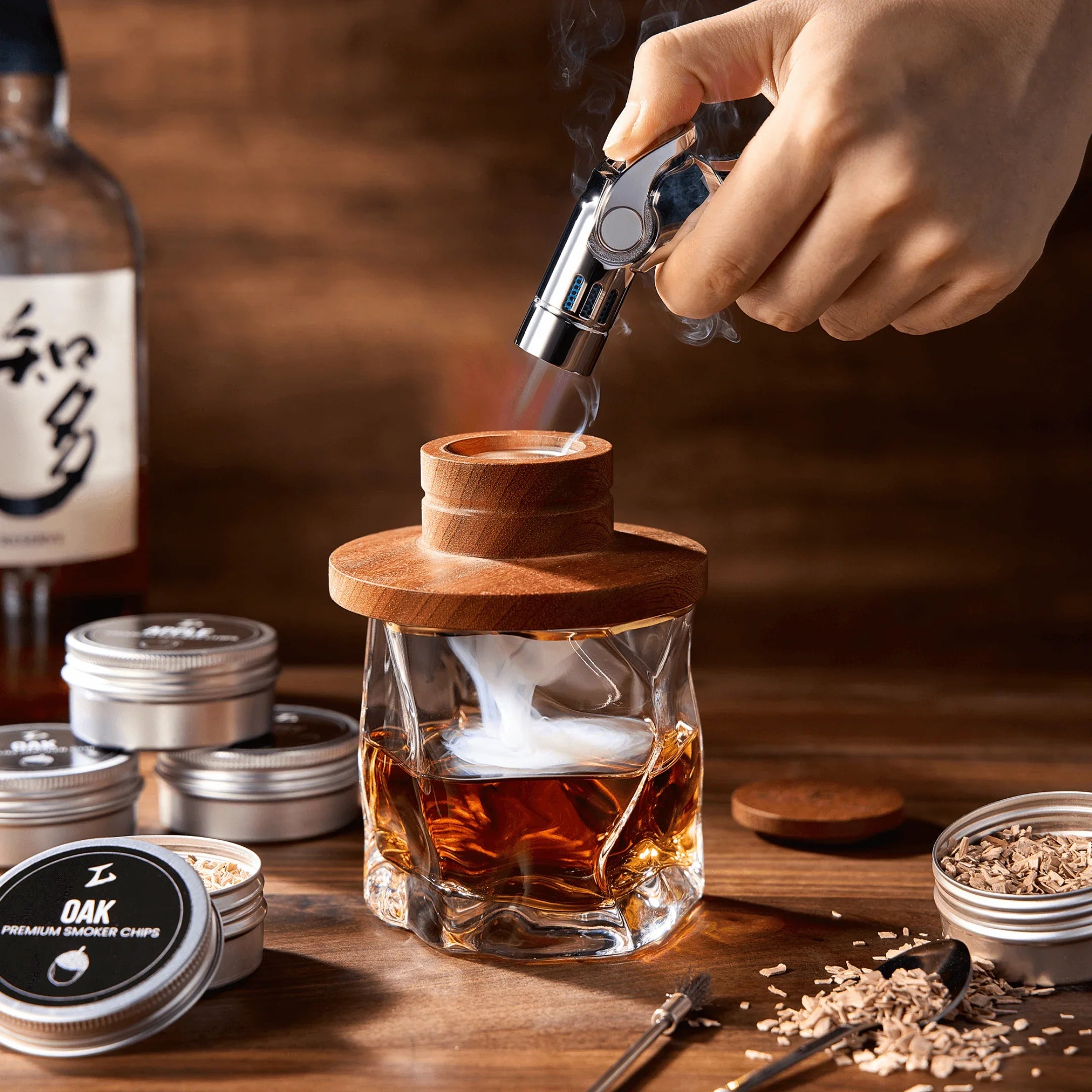 TsukiGlass - Smoker Kit For Whisky & Cocktails (With Torch)