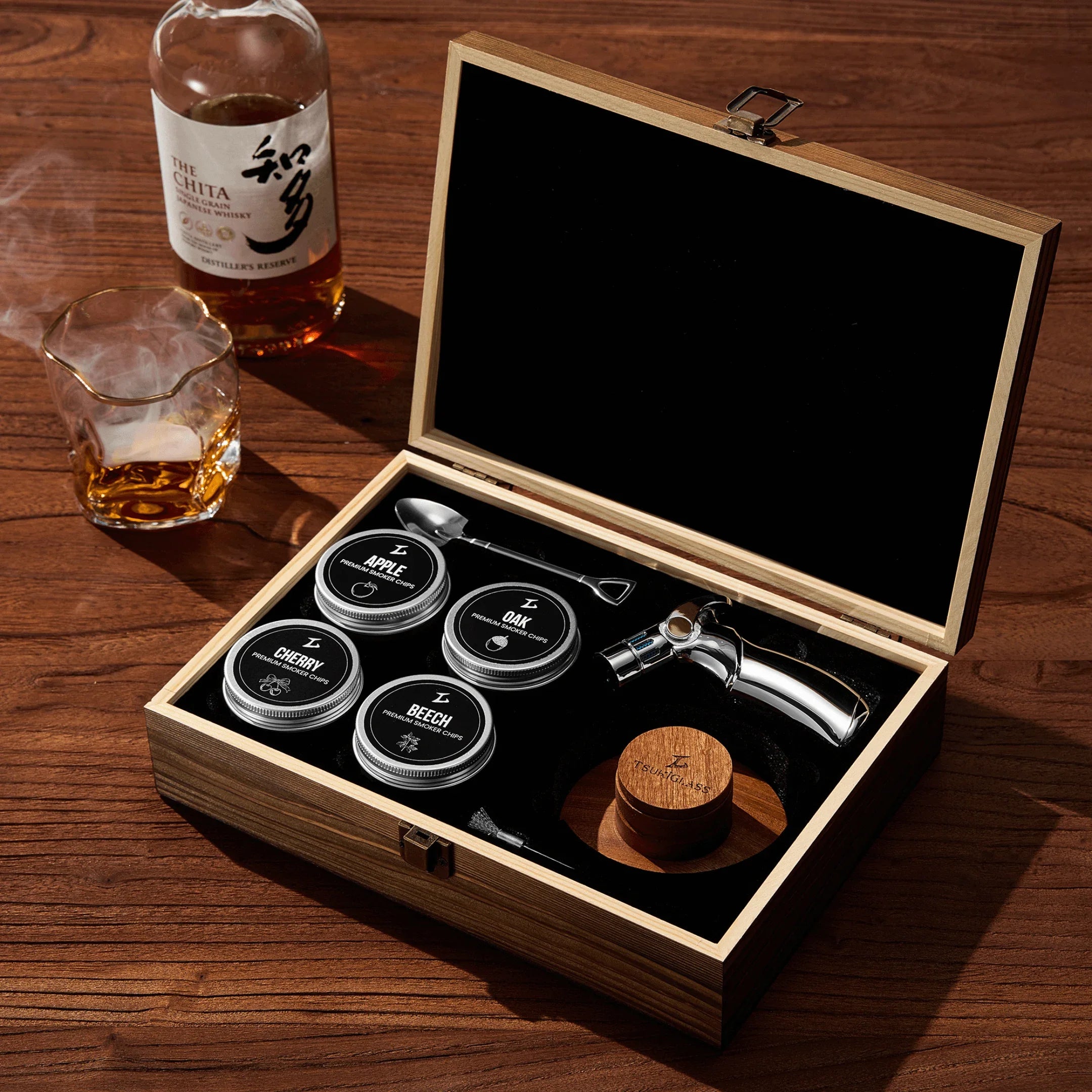 TsukiGlass - Smoker Kit For Whisky & Cocktails (With Torch)