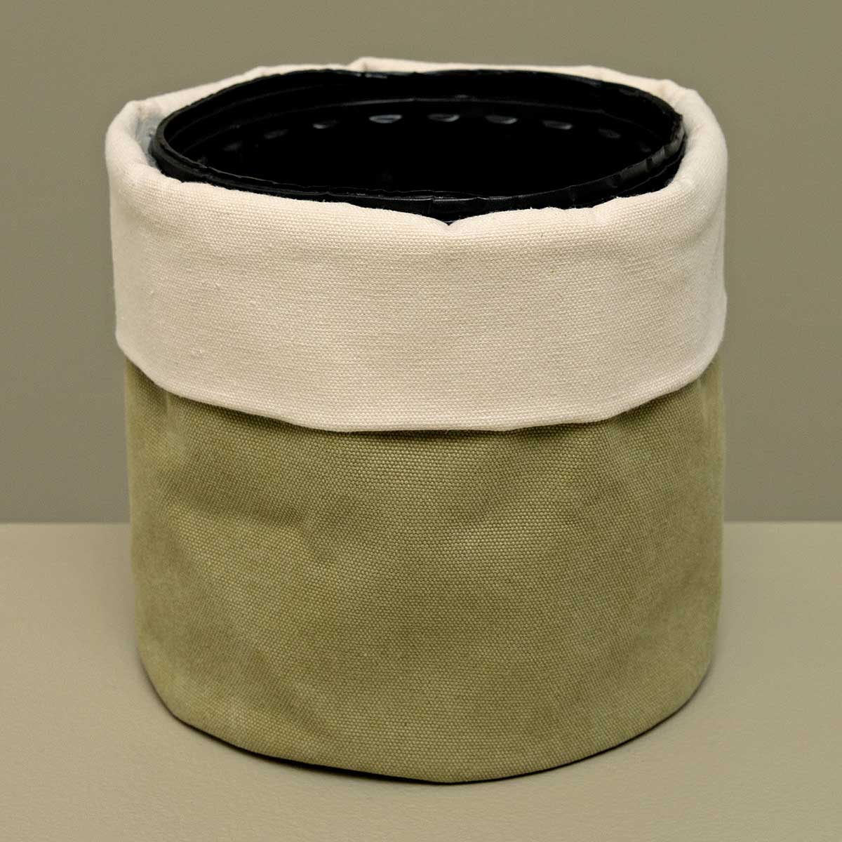 Canvas Pot Cover 7" Sage Green/Cream