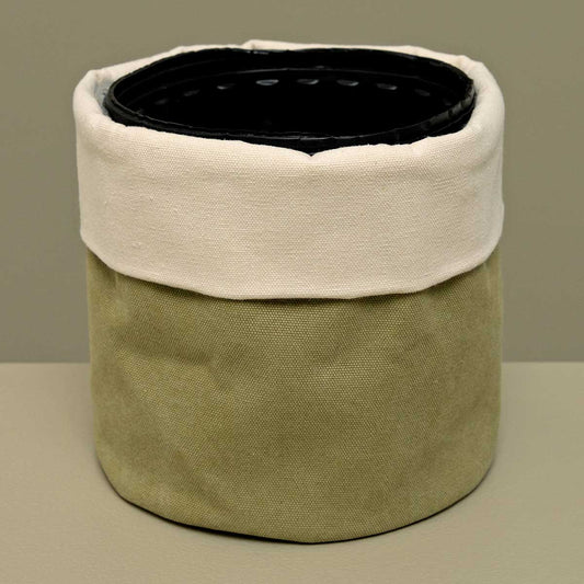 Canvas Pot Cover 7" Sage Green/Cream