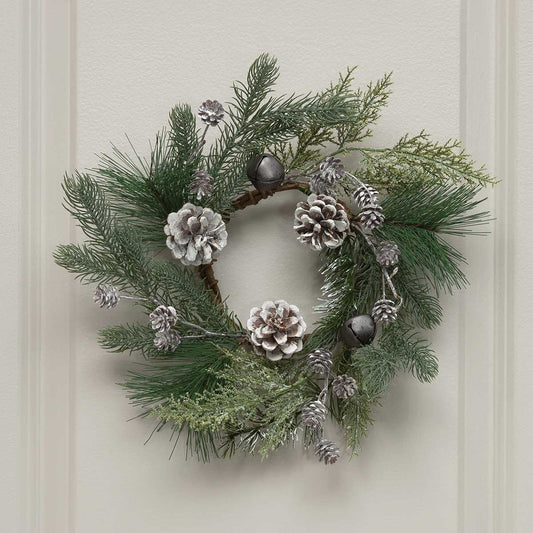 Pine Wreaths with Pewter Bells and Pinecones