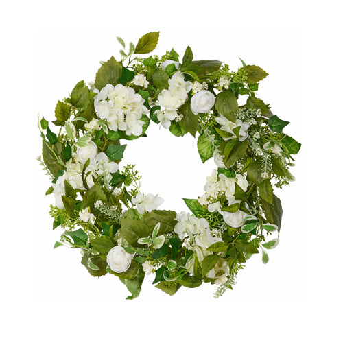 Hydrangea & Ranunculus Wreath 22"