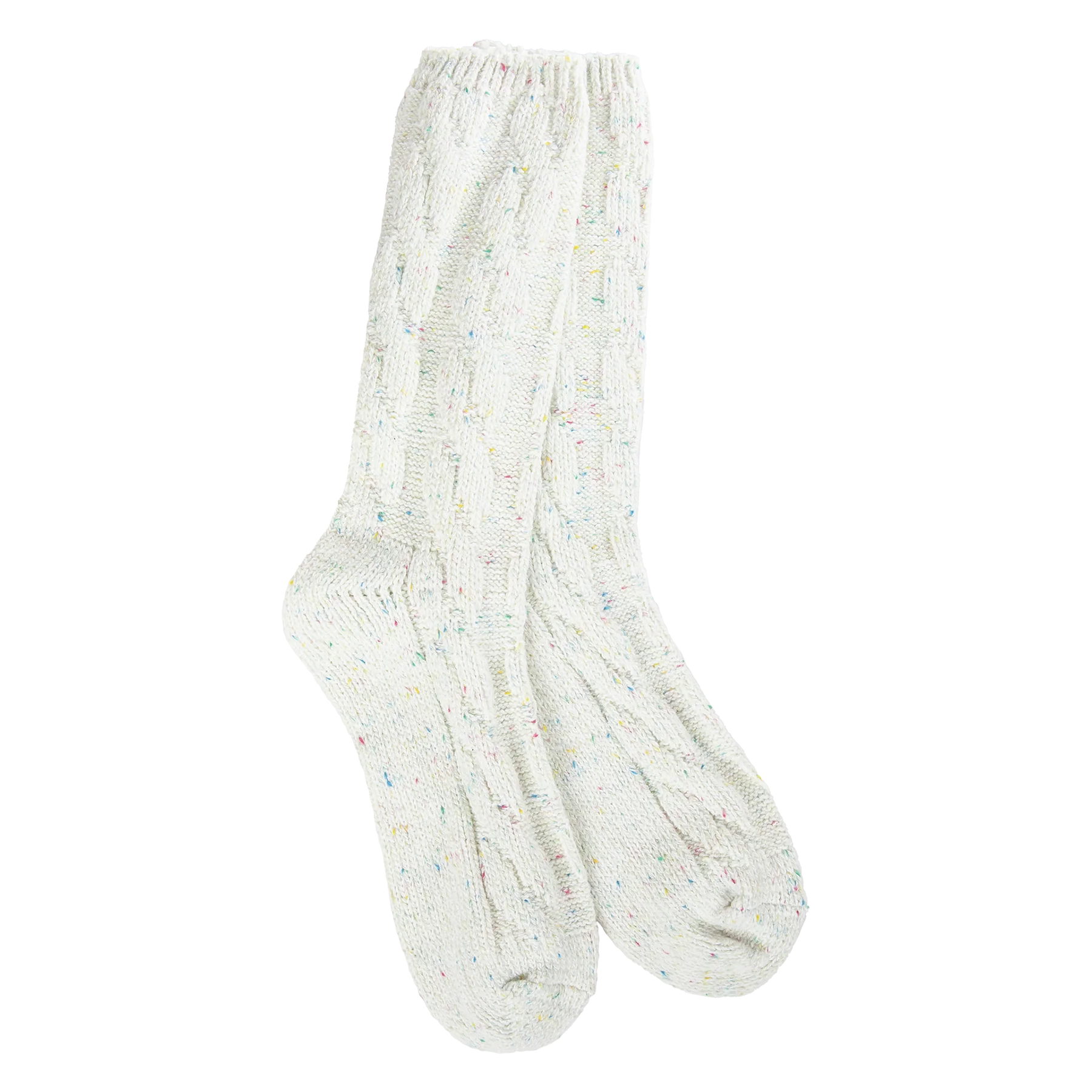 World's Softest Socks - Vanilla Confetti  Women's Weekend Ragg Cable Crew.