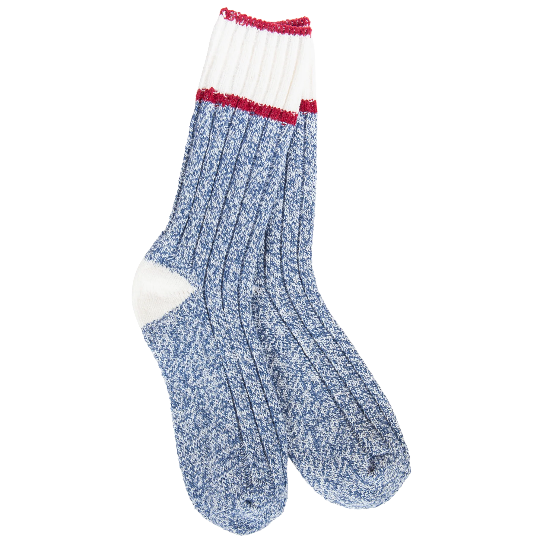 World's Softest Socks - Women's Weekend Ragg Color Block Crew. /Blue White Red