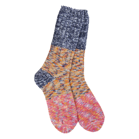 World's Softest Socks - Women's Weekend Ragg Crew Colorblock. Enchanted