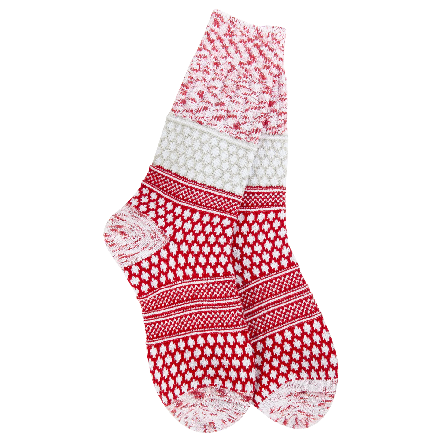 World's Softest Socks - Women's Holiday Gallery Textured Crew. Peppermint Multi