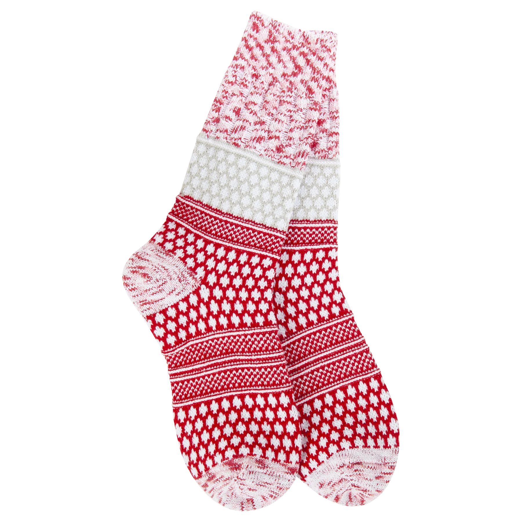 World's Softest Socks - Women's Holiday Gallery Textured Crew. Peppermint Multi