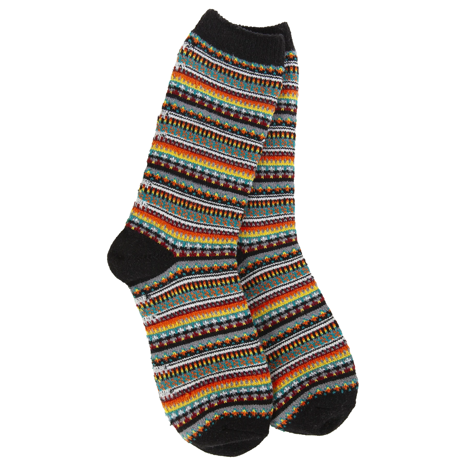 World's Softest Socks -Black Stripe  Women's Weekend Boho Crew.