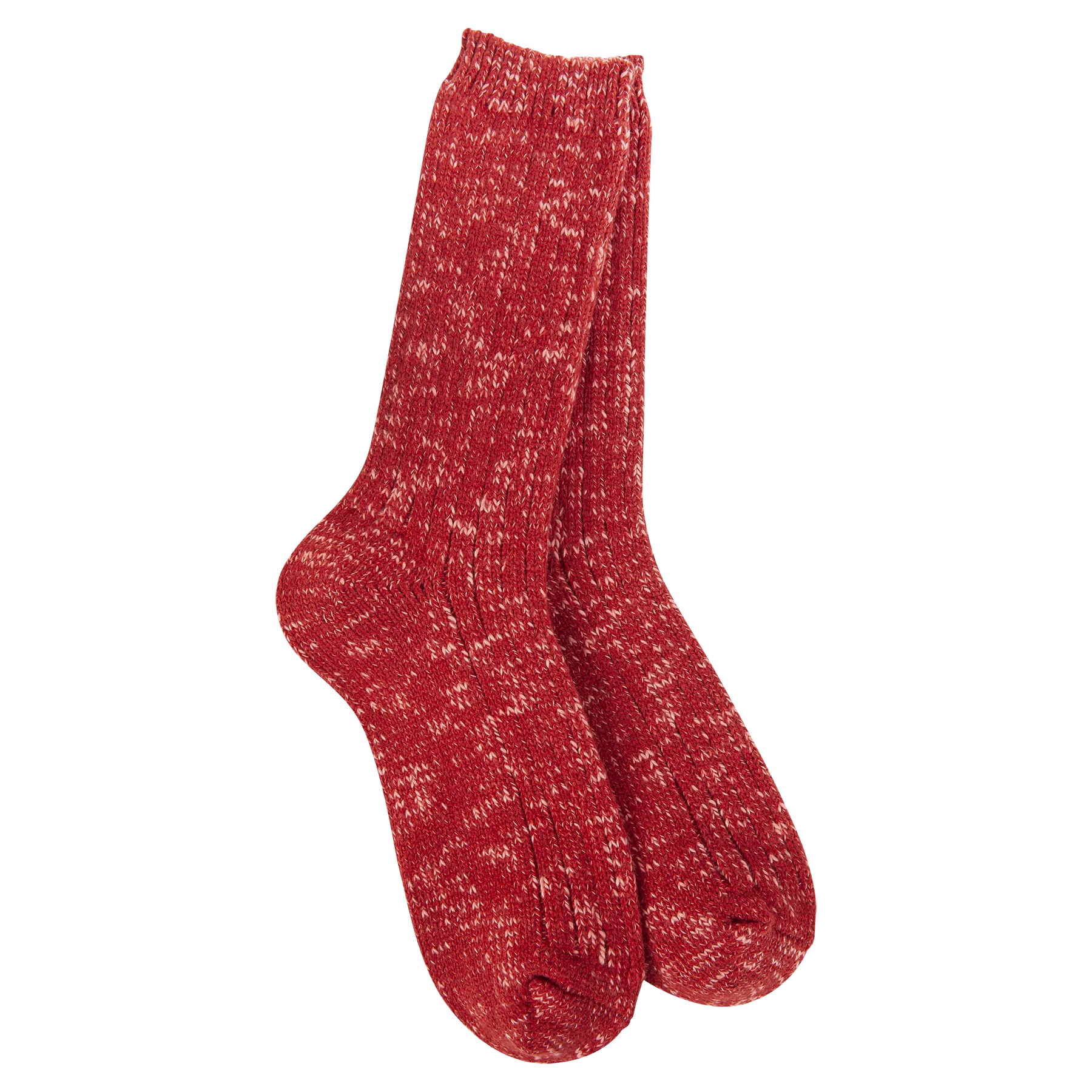 World's Softest Socks -Weekend Cotton Slub Marled Crew - Strawberry