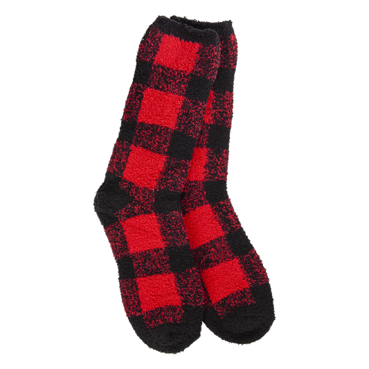 World's Softest Socks - Women's Buffalo Plaid Cozy Christmas Crew