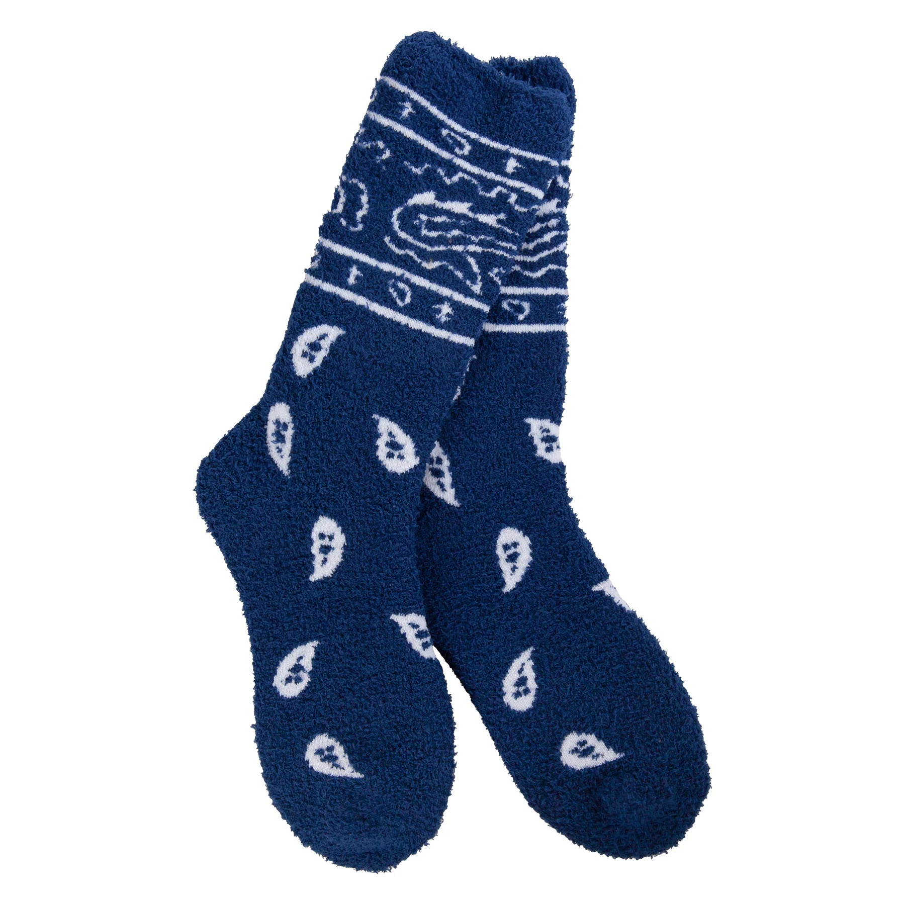 World's Softest Socks - Women's Bandana Navy Cozy Crew