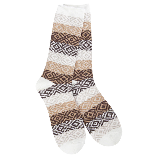 World's Softest Socks - Women's Weekend Gem Crew. Chocolate Multi