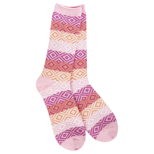 World's Softest Socks - Women's Weekend Gem Crew. Pink Multi