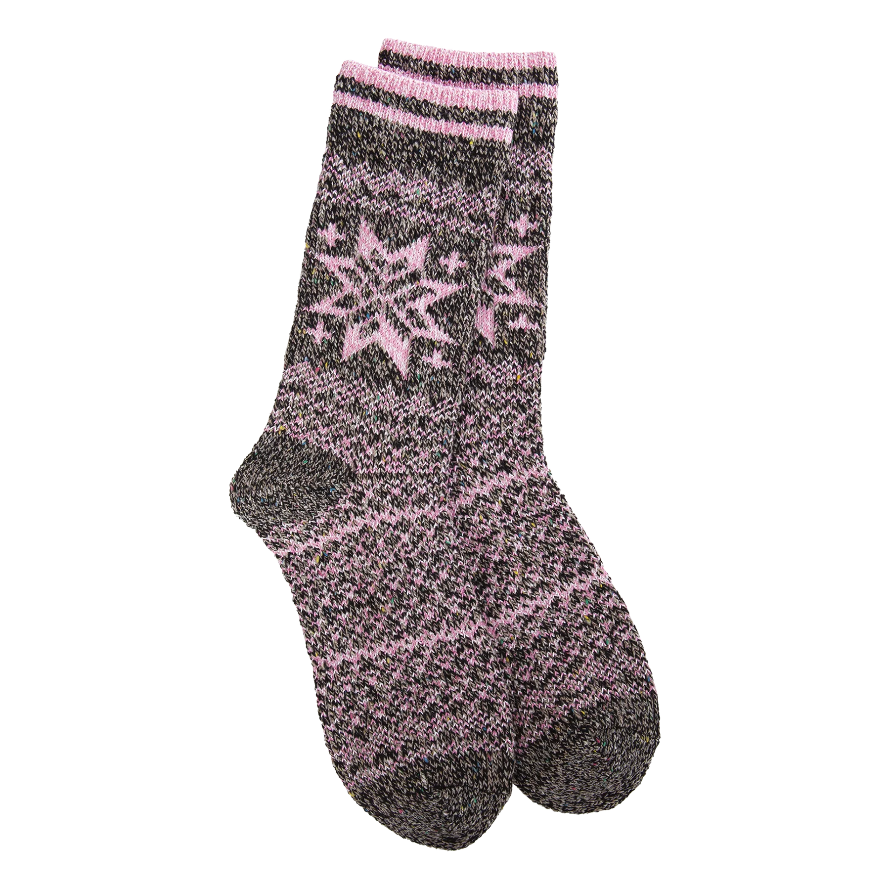 World's Softest Socks - Women's Holiday Confetti Crew. Pink Multi