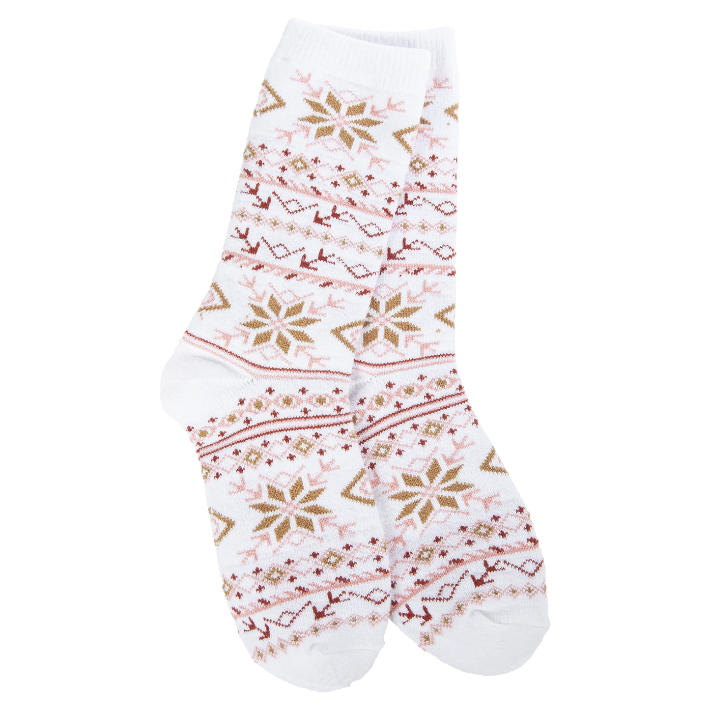 World's Softest Socks - Women's Holiday Mini Crew. Fair Isle White