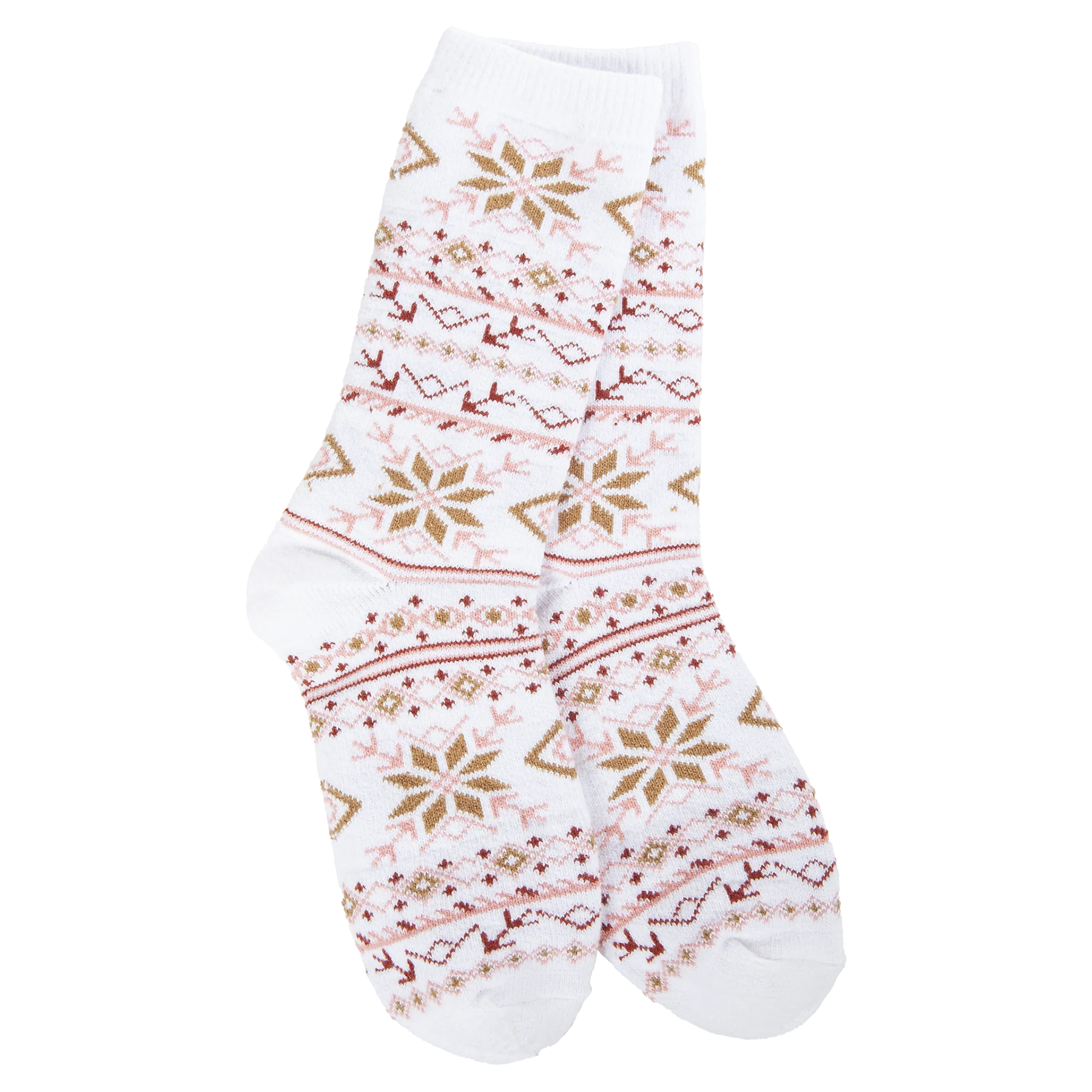 World's Softest Socks - Women's Holiday Mini Crew. Fair Isle White