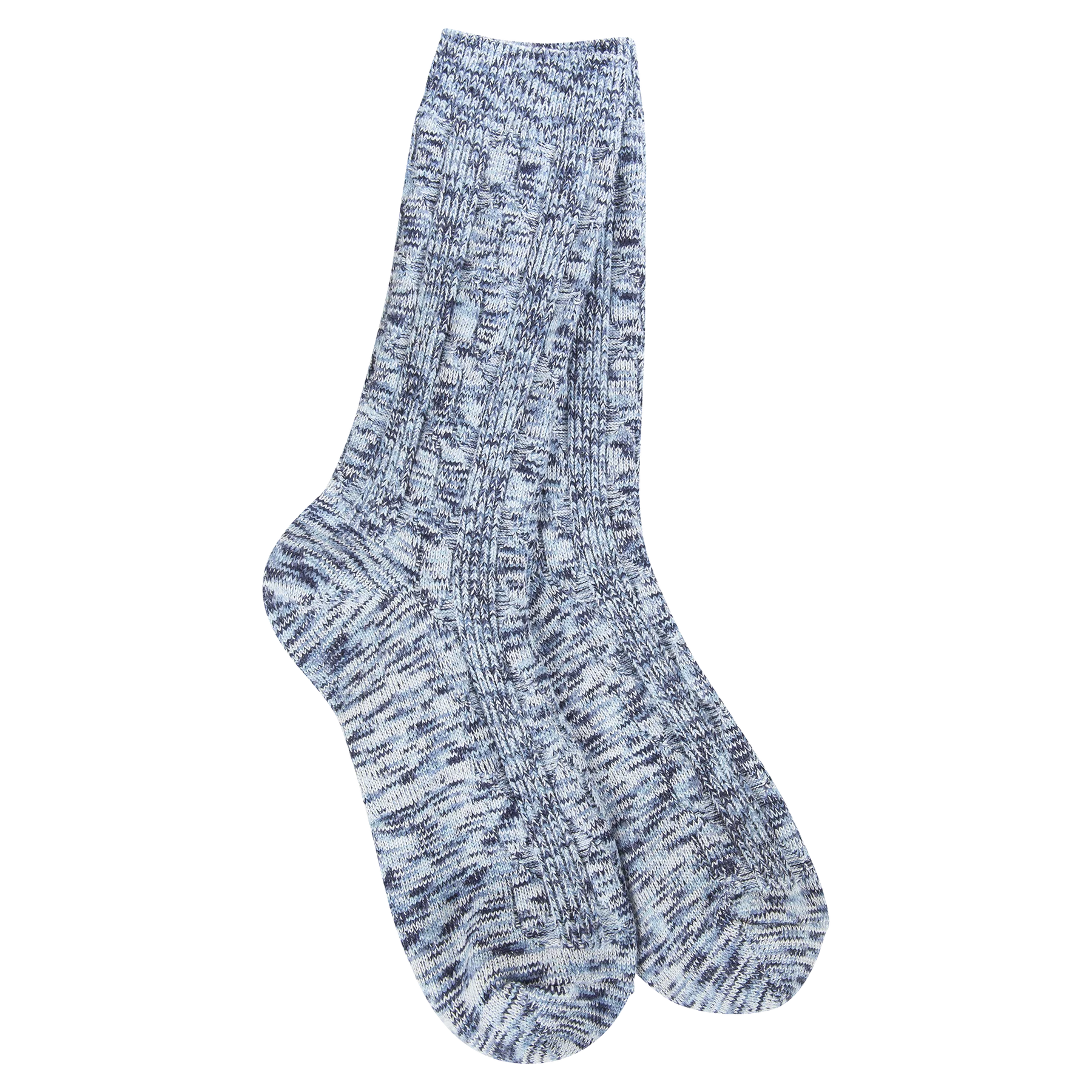 World's Softest Socks - Light Weight Cable Crew - Peacoat Multi