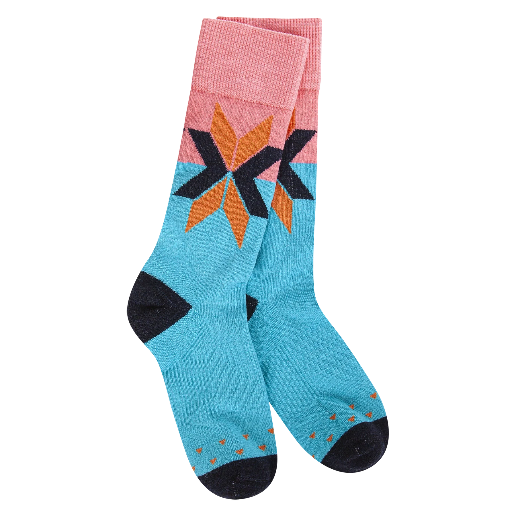 World's Softest Socks - Women's Woods Crew. Turquoise Fair Isle