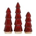 Wood Ruby Red Enamel Christmas Trees (3 Sizes)